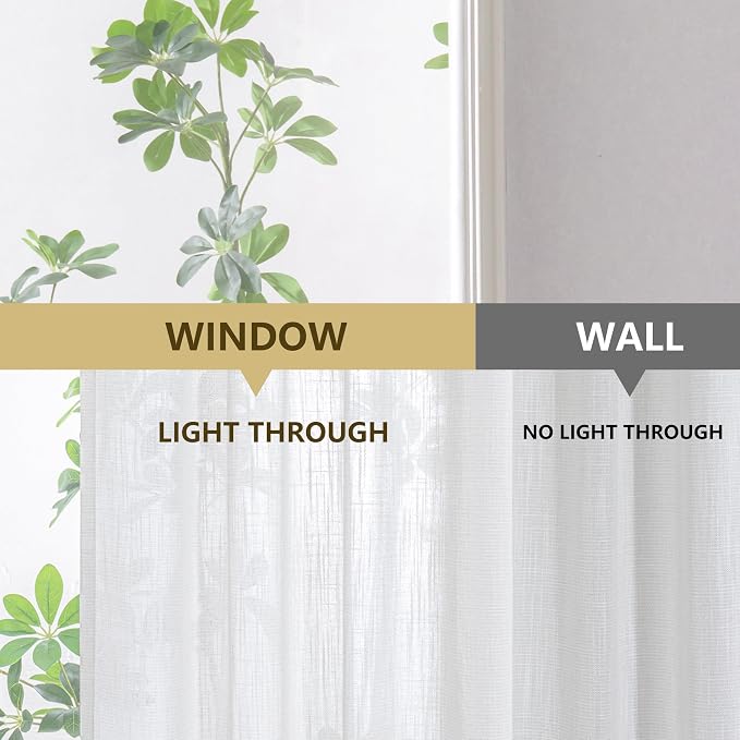 MYSKY HOME Natural Curtains for Living Room 1 Panel, Beige Semi Sheer Curtains & Drapes Light Filtering Farmhouse Country Boho Style Back Tab Draperies for Sliding Glass Door (Customsize, Natural)