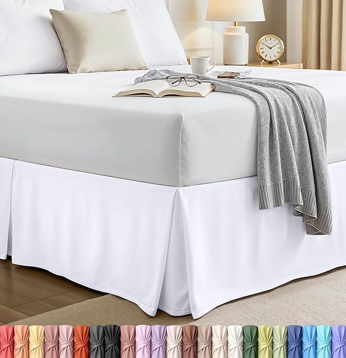 Utopia Bedding King Bed Skirt - Soft Quadruple Pleated Ruffle - Easy Fit with 16 Inch Tailored Drop - Hotel Quality, Shrinkage and Fade Resistant, White | Easy Fit Design, Shrinkage & Fade Resistant, Hotel Style, Microfiber Durable Fabric, Machine Wash...