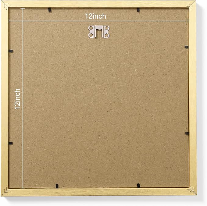 Vittanly 12x12 Picture Frames Set of 9 for Wall Mounting, Gold | Display Pictures 8x8 with Mat or 12x12 without Mat for Wall Mounting, Square Photo Frames for Home Decor, Engineered Wood