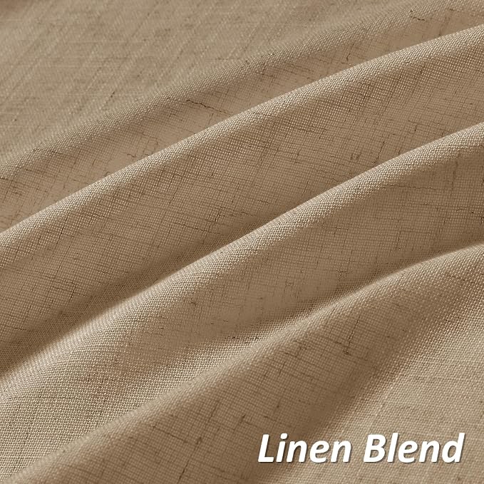 Sand Beige Linen Curtains 120 Inches Long Rod Pocket Semi Sheer Dining Room Cozy Bedroom Decor Cotton Look Country Rustic Farmhouse Boho Curtains 2 Panel Set,52x120