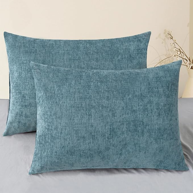 CaliTime Decorative Standard Throw Pillow Covers 26 X 20 Inches Smoke Blue