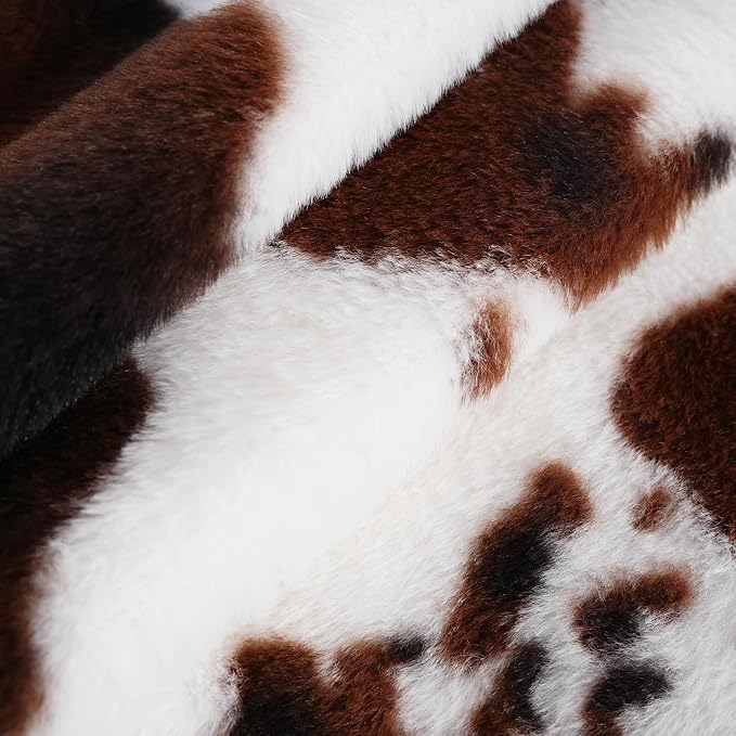 cygnus Cow Print Throw Pillow Covers 18x18 inch | Set of 2,Fluffy Fuzzy ，Faux Fur Throw Pillow Covers for Couch Sofa Living Room Bedroom Decor