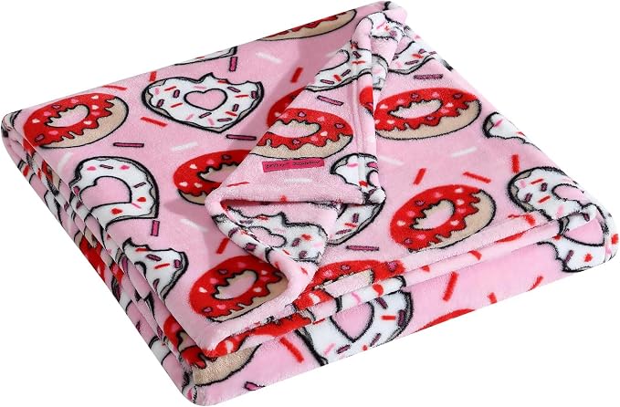 Betsey Johnson - Blanket, Buttery-Soft Throw Blanket for Couch or Bed, Boldly Plush & Oversized Bedding (Donut Hearts Pink, 50" x 70")