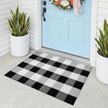KOZYFLY Buffalo Plaid Area Rugs 2x3 Ft Black and White Checkered Rug Washable Front Door Mat Hand Woven Cotton Outdoor Rug Small Rug for Front Porch Kitchen Entryway Patio Bathroom | Washable Front Door Mat, Woven Cotton Outdoor Rug, Indoor Small Rug f...