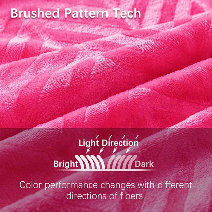 Whale Flotilla Flannel Fleece Throw Blanket for Couch, Hot Pink | Lightweight Breathable Soft Sofa Throws, Plush Fluffy Chevron Design Decorative Blankets for All Season, 50x60 Inch