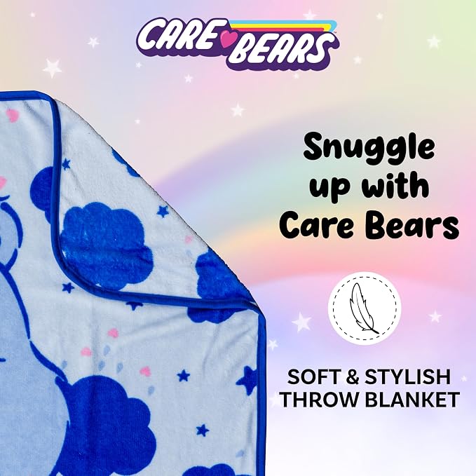Silver Buffalo Care Bears Grumpy Bear 45" x 60" Fleece Throw, Soft and Cozy Blanket, 185 GSM
