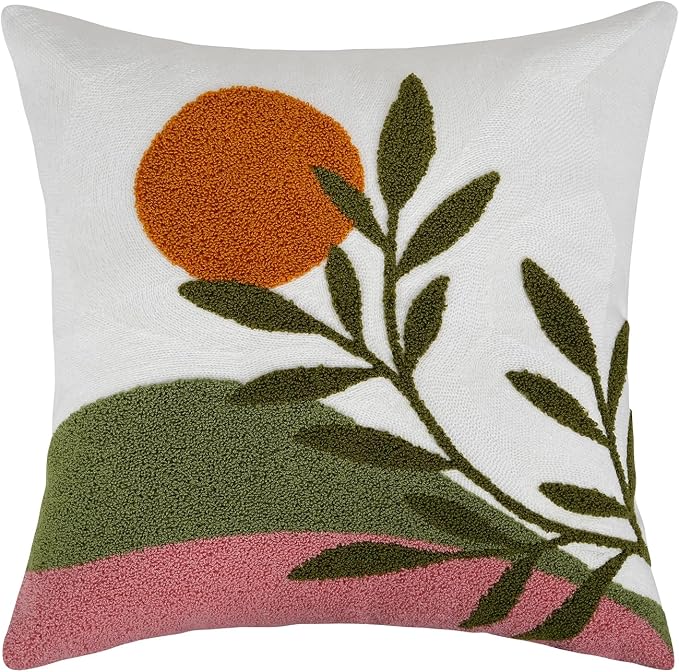 Adabana Boho Pillow Cover 18x18 Inch Embroidered Throw Pillow Cover