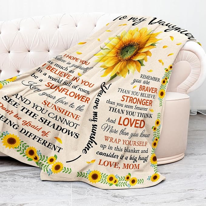 Daughter Gifts from Mom, Daughter Birthday Graduation Christmas Valentines Mothers Day Wedding Gifts, Soft Throw Blanket 60inx50in