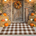 SEEKSEE Buffalo Plaid Outdoor Rug 3' x 5' Coffee and White Front Door Mat, Layering Rug for Porch, Fall Doormat, Front Porch Rug for Outdoor Entrance Entryway Patio Porch Decor