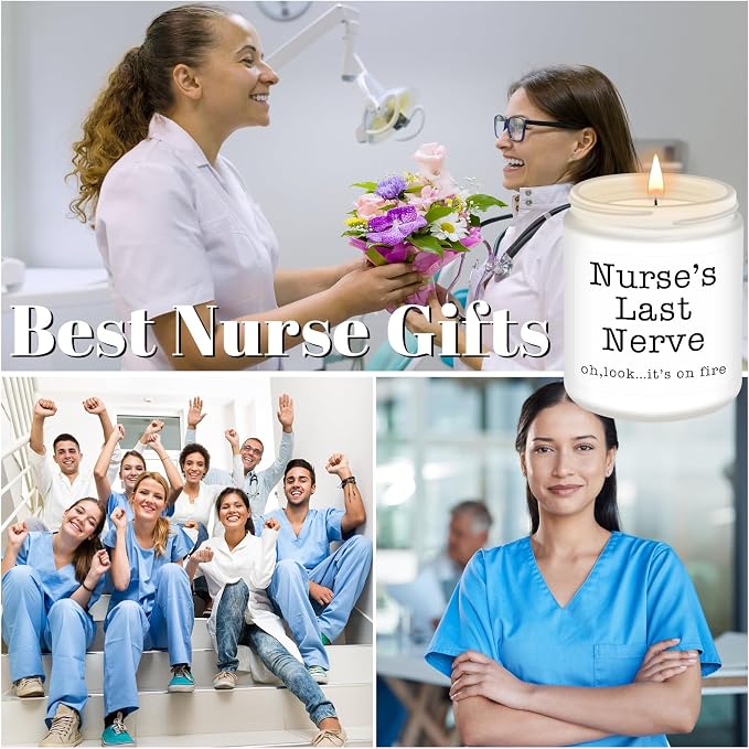 Homsolver Nurse Gifts for Women, Unique Birthday Christmas Graduation Thanksgiving Nurse Day Gift for Head Nurses, Nurse's Last Nerve Scented Candles