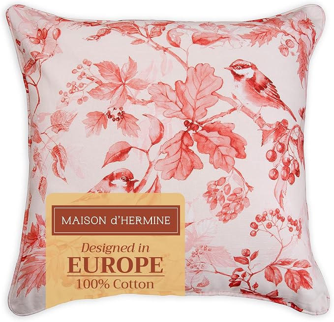Maison d' Hermine Throw Pillow Covers 100% Cotton (20" x 20" - Pack of 1)