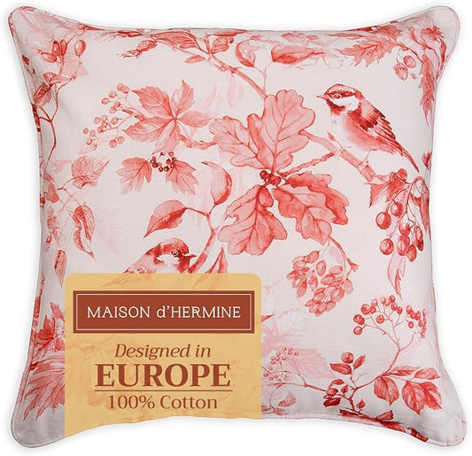 Maison d' Hermine Throw Pillow Covers 100% Cotton (18" x 18" - Pack of 1)