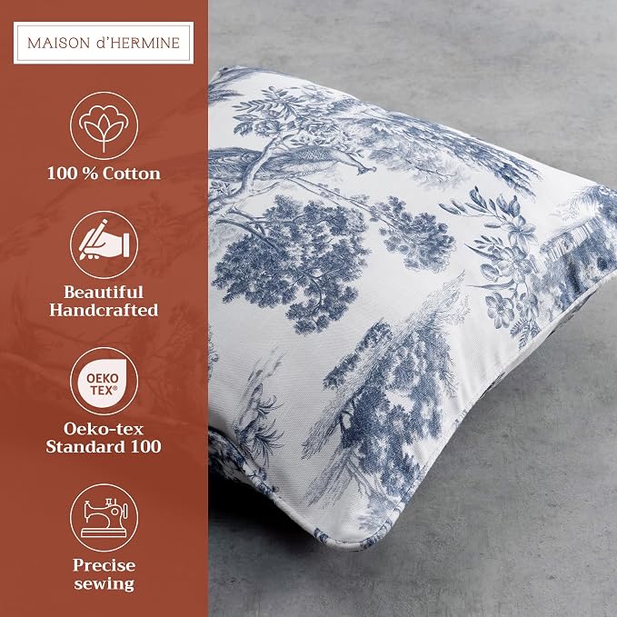Maison d' Hermine Throw Pillow Covers 100% Cotton (20" x 20" - Pack of 1)