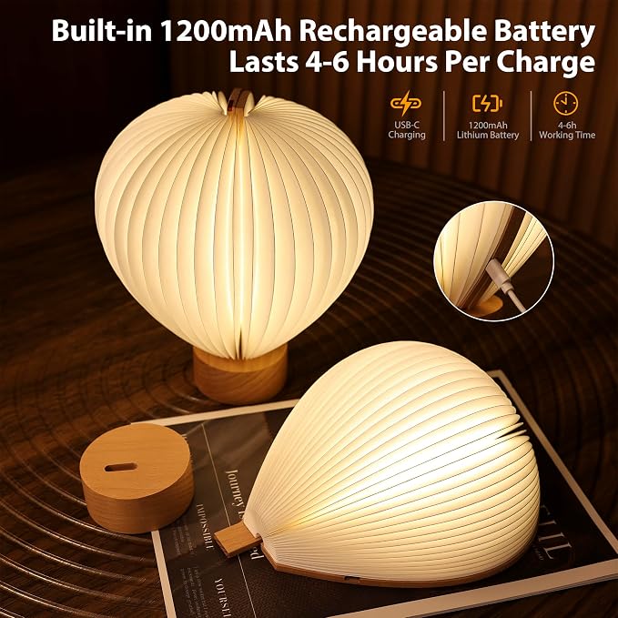 Hot Air Balloon Warm Night Light,Dimmable Touch Lamp for Bedroom,Portable Table Bedside Lamp,hot air balloon lantern decor,1200 mAh battery,Portable Camping Lamp for Outdoor,Bedroom,Party Decor