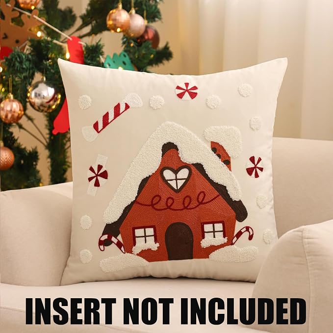 Christmas Throw Pillow Covers 18x18 Set of 2 Xmas House