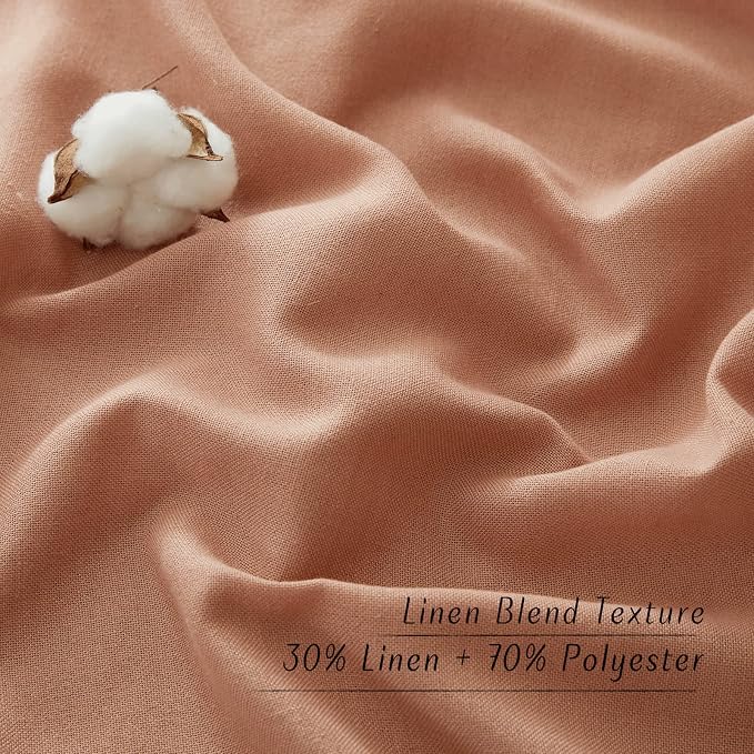 NICETOWN Terracotta Thick Linen Curtains for Bedroom, Rod Pocket & Back Tab Flax Window Treatments Privacy Assured Not See in with Light Filtering for Nursery/Living Room, W55 x L95, 2 Pieces