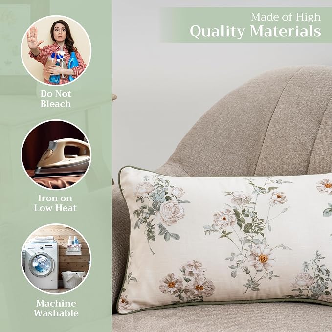 Maison d' Hermine Throw Pillow Covers 100% Cotton (12" x 20" - Pack of 1)