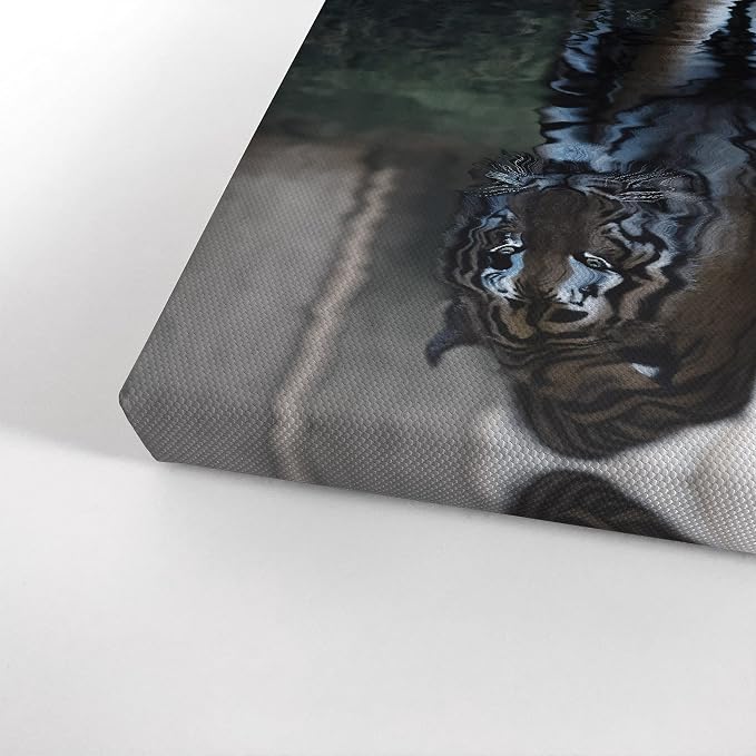 Smile Art Design Mindset is Everyting Brown Cat and Tiger Reflection Motivational Wall Art Canvas Print Inspirational Entrepreneur Quote Office Living Room Decor Gift Ready to Hang 12x8