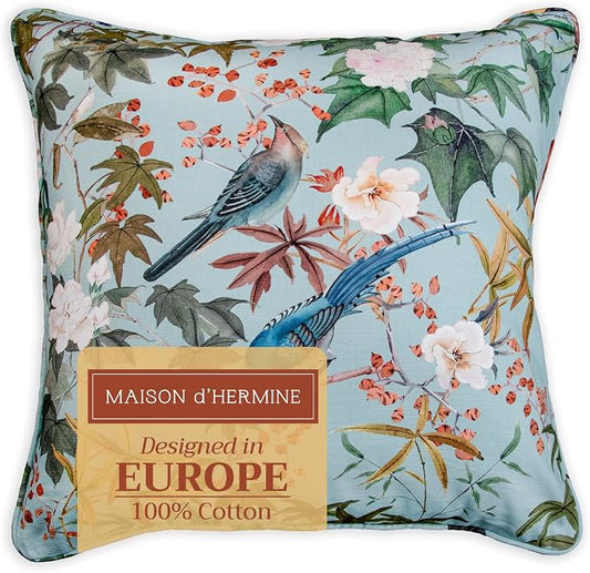 Maison d' Hermine Throw Pillow Covers 100% Cotton (18" x 18" - Pack of 1)
