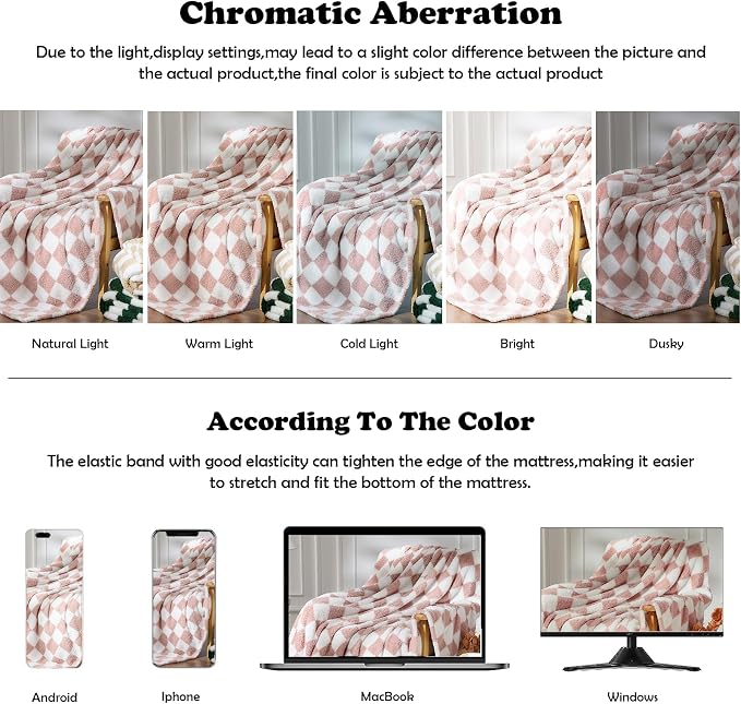 NEWCOSPLAY Knitted Throw Blanket for Couch Sofa Bed, Pink White, 50"x60" | Super Soft Plush, Fuzzy Fluffy Microfiber, Lightweight Cozy Blanket for Room Decor, All Season Use