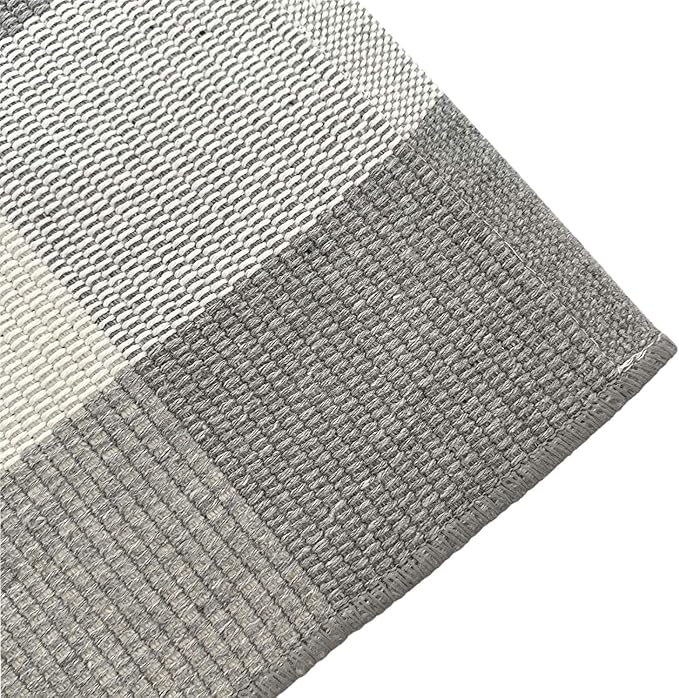 LEVINIS Grey Buffalo Check Rug 43.3'' × 27.6‘’ Cotton Hand-Woven Outdoor Rugs for Porch Farmhouse Layered Door Mats Front Porch Décor