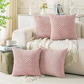 Set of 4 Light Pink Decorative Throw Pillow Covers 22x22 Inch Corduroy Pillow Covers for Bed Couch Sofa Living Room Soft Square Cushion Cases