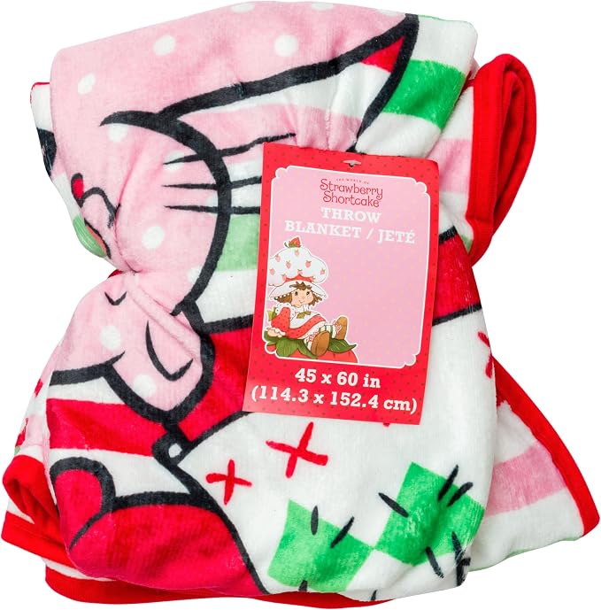 Silver Buffalo Strawberry Shortcake Custard, Fleece Throw Blanket, 45x60in | Striped, Soft and Cozy, 185 GSM