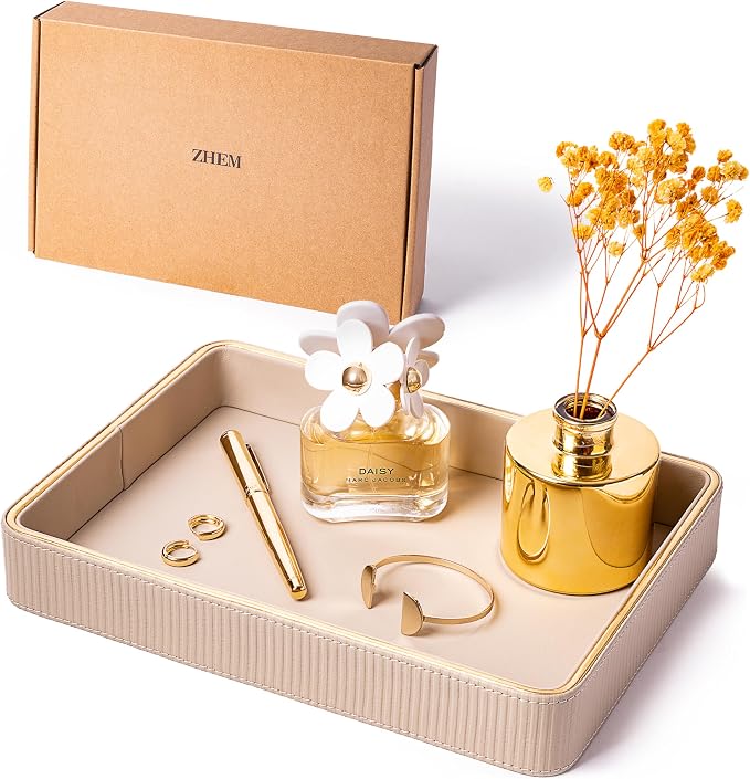 Night Stand Bedside Perfume Organizer Catchall Vanity Tray for Dresser Catch All