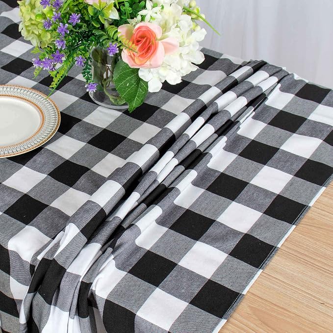 ShinyBeauty Checked Tablecloth Rectangle 54x80-Inch Black and White Buffalo Plaid Tablecloth Washable Check Table Cover Gingham Tablecloths for Dining Room Rustic Table Linen Christmas