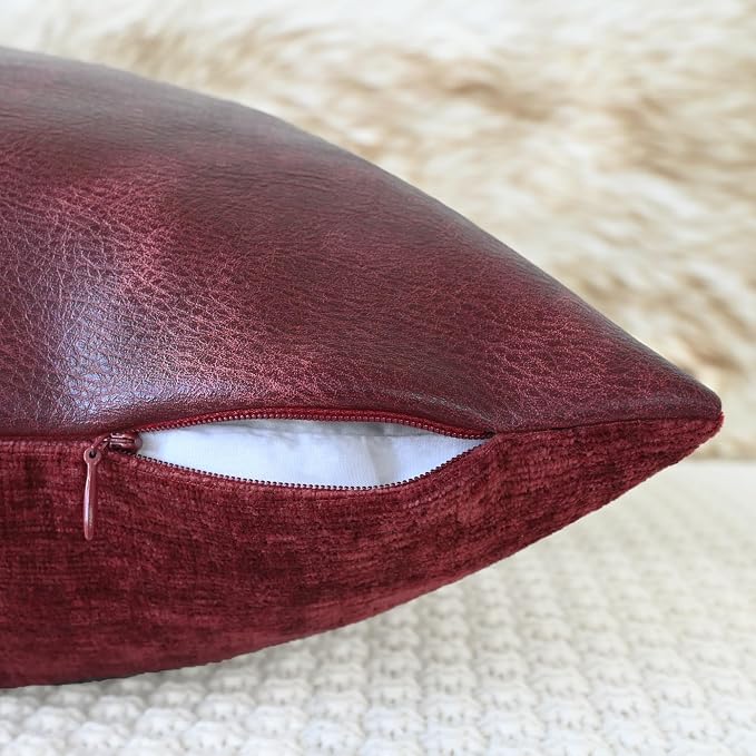 CaliTime Decorative Couch Throw Pillow Covers 16 X 16 Inches Burgundy Red