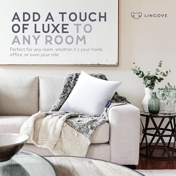 Lincove Euro Throw Pillow Insert Square 12"x24" Pillow – Made in Canada, 100% Cotton Shell, Down Alternative Filling, Vegan-Friendly, Hypoallergenic - Decorative Couch Pillows, 1 Pack