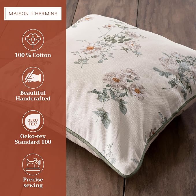 Maison d' Hermine Throw Pillow Covers 100% Cotton (20" x 20" - Pack of 1)