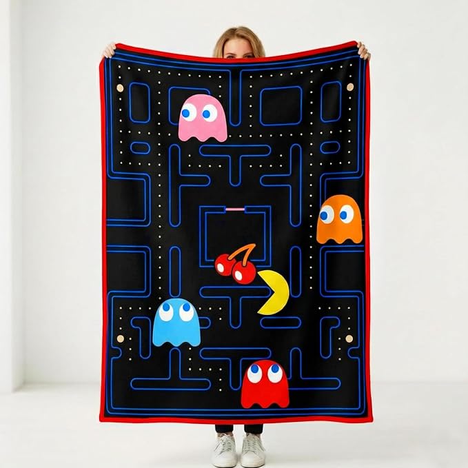 Silver Buffalo Pacman Style, Fleece Throw Blanket, 45x60in | Soft and Cozy, 185 GSM