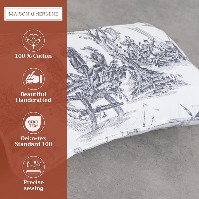Maison d' Hermine Throw Pillow Covers 100% Cotton (12" x 20" - Pack of 1)