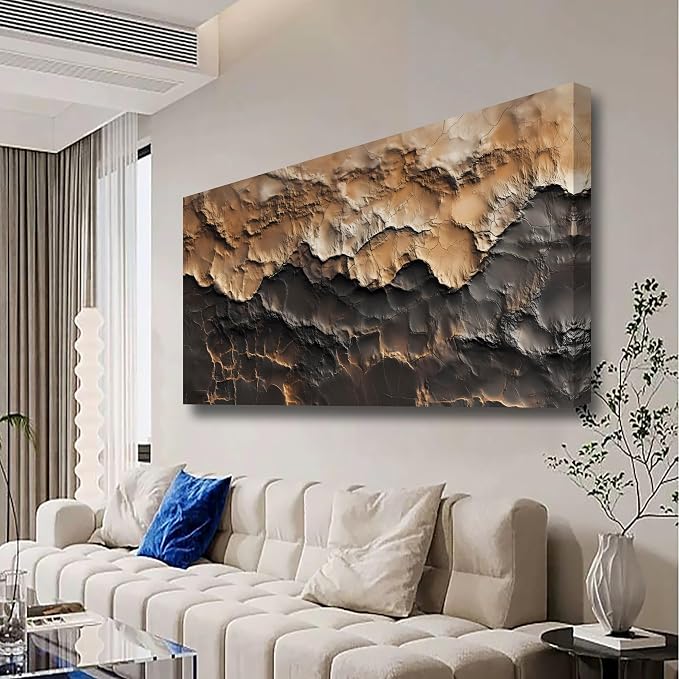 Earthy Texture Picture Print Canvas Wall Art Living Room Dining Room Office Study Bedroom Wall Decor Earthy Texture Landscape Abstract Wall Art Prints Modern Golden Brown Landscape Artwork - 20x40 in