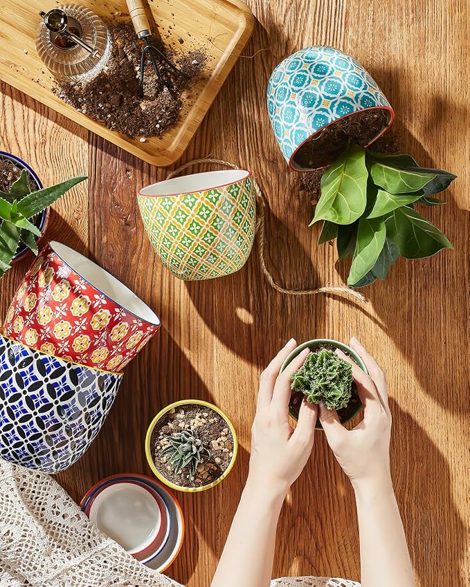 Metahom 3.8 Inch Succulent Pots, Ceramic Pots for Plants, Set of 4
