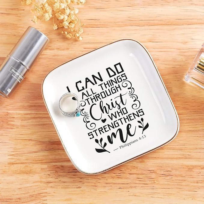 Christian Gifts for Women Bible Verse Jewelry Dish, Religious Gift for Her