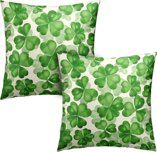 Saint Patricks Day Pillow Covers 20x20 Green Clover Pillow Case Set of 2 Lucky Charm Throw Pillow Covers St Patricks Cotton Blend Cushion Case for Living Room Sofa Couch