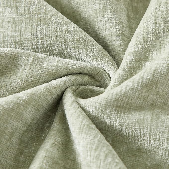 22x22 Chenille Decorative Throw Pillow Covers Case Set of 2,Light Green | JUSPURBET Cozy Soft Cushion Covers with Invisible Zipper for Couch Sofa Bed Home Decor Living Room