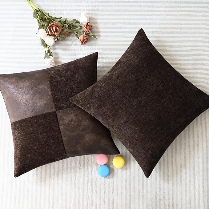 CaliTime Decorative Couch Throw Pillow Covers 16 X 16 Inches Coffee