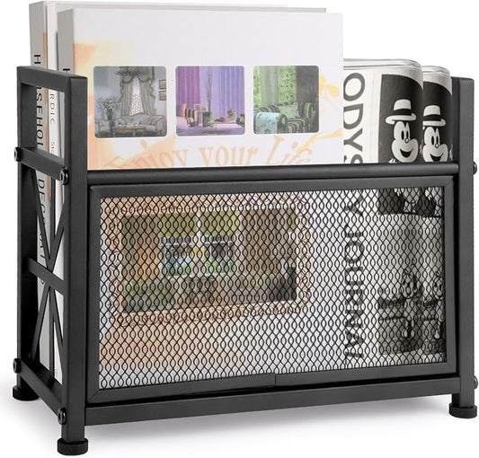 Black Magazine Holder, Metal Magazine Rack Floor, Mesh Magazine File Holder, Magazine Storage Basket, Magazine Holders for Classroom，Magazine Stand for Desk, Folder Organizer Bin for Books