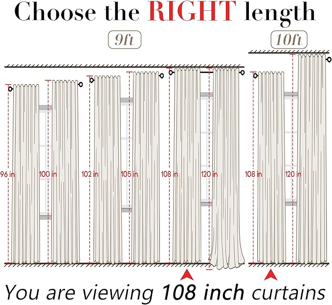 XTMYI 70 Inches Wide Country Curtains for Living Room,Sheer Linen Shabby Chic Curtains for Bedroom Oatmeal 108 Inches Long