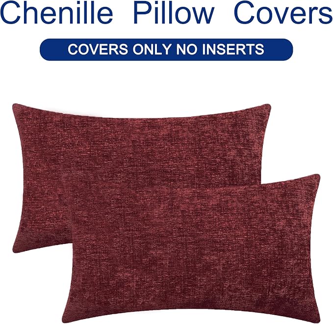 CaliTime Decorative Couch Throw Pillow Covers 20 X 12 Inches Burgundy