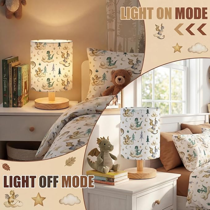 VIHOSE Cute Dragon Kids Table Lamp for Bedroom Kids Lamps for Girls Room