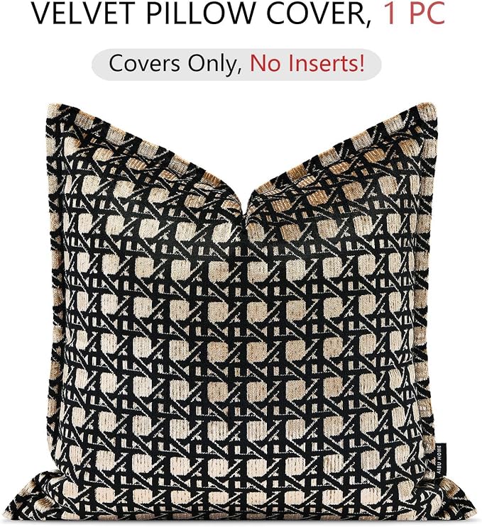 Throw Pillow Cushion Cover 20x20 inches, Luxury Velvet Decorative Pillows Cover, Geometric Rhombus Pattern Pillow Covers for Sofa Living Room
