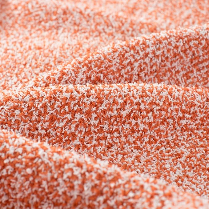 Carriediosa Heather Throw Blanket 50x60, 400GSM Ultra Soft Microfiber | Rust, Fuzzy Fluffy Cozy Plush Knit Knitted Throws, Lightweight Cute Preppy Fall Blankets for Couch, Bed