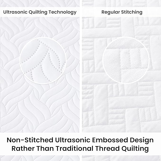 Love's cabin King Size Quilt Set White Bedspreads - Soft Bed Summer Lightweight Bedspread Comforter - Modern Style Wave Pattern Coverlet for All Season - 3 Pieces (1 Quilt, 2 Pillow Shams)