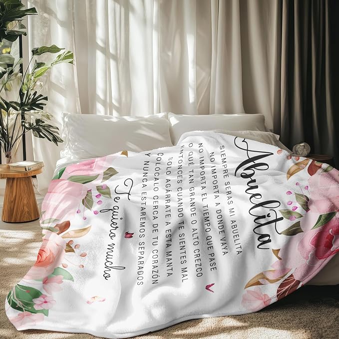 Abuela Gifts in Spanish, Abuelita Gifts, Regalos para Abuela en Español, Birthday Gifts for Abuela, Abuelita Gifts from Grandchildren, Gifts for Grandma Spanish Throw Blanket 60" x 50"