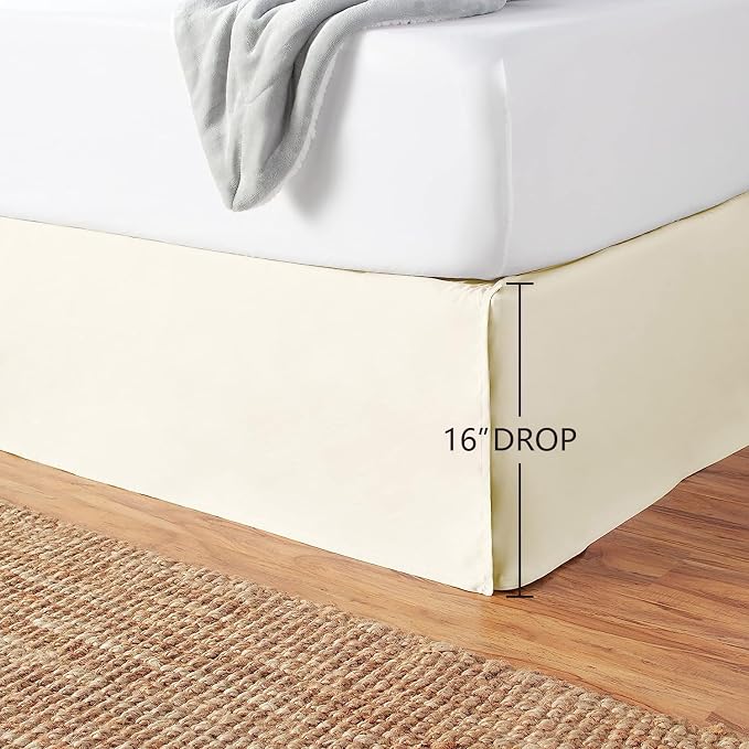 Amazon Basics Lightweight Pleated Bed Skirt, Machine Washable, Wrinkle Resistant, King, Beige, (Pack of 8)