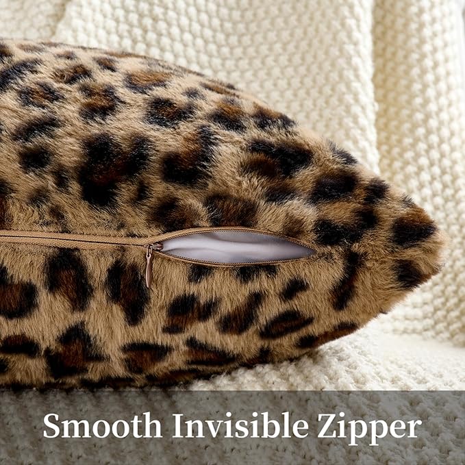 GALMAXS7 Cheetah Pillow Covers Leopard Throw Pillow Covers Set of 2, 12x20 | Faux Fur Throw Pillow Covers Leopard Couch Pillow Covers Fluffy Soft Decorative for Home Living Room Bedroom
